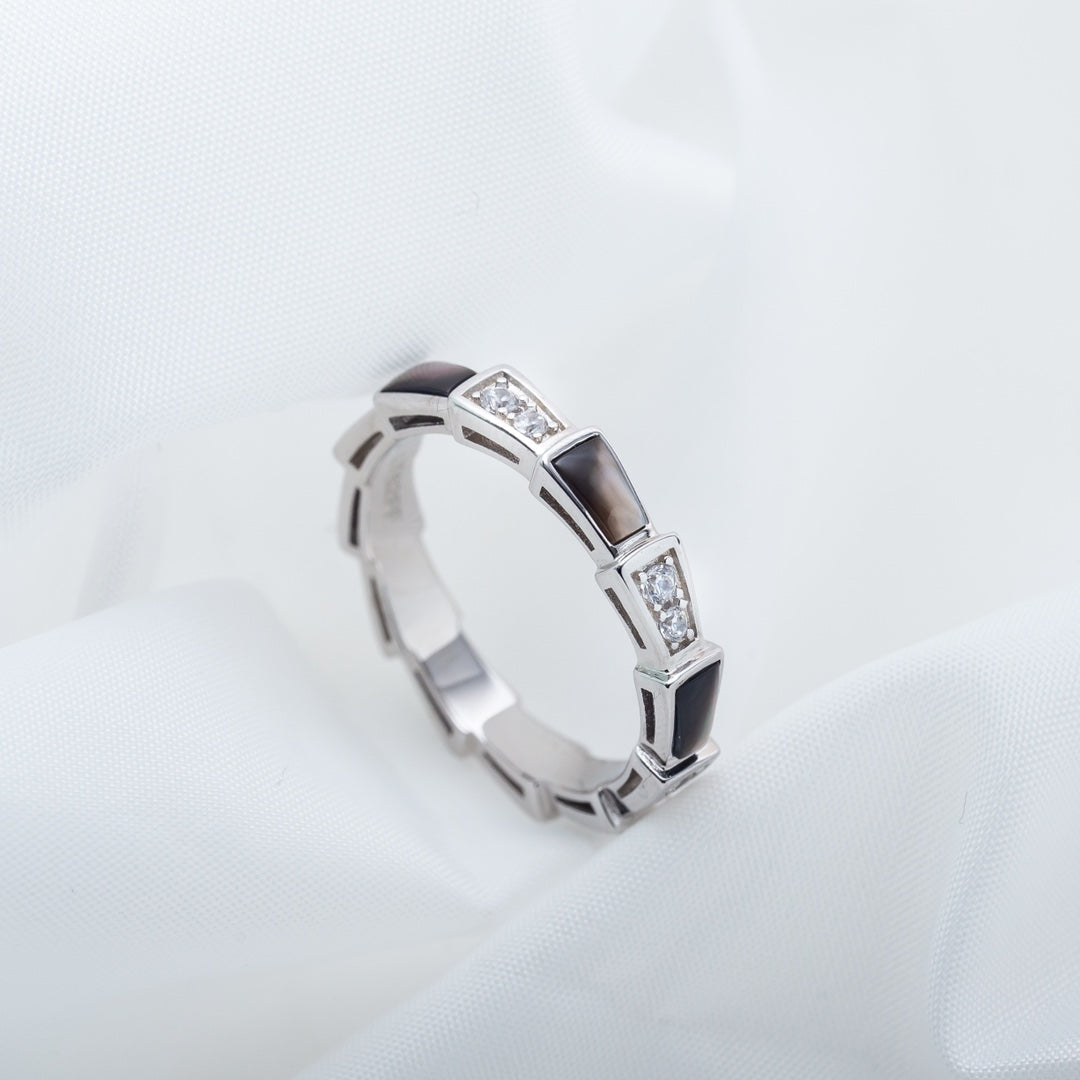 [Clover Jewels]SERPENTI RING SILVER  DIAMOND BLACK MOP 3MM