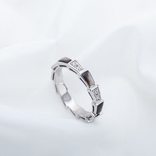 [Clover Jewels]SERPENTI RING SILVER  DIAMOND BLACK MOP 3MM