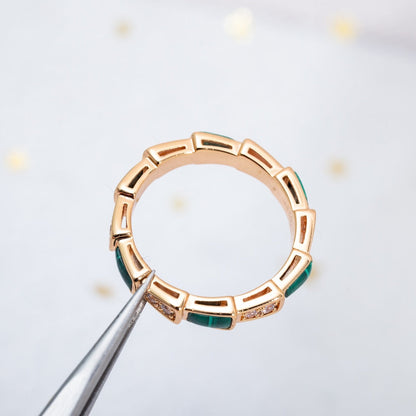 [Clover Jewels]SERPENTI RING PINK GOLD MALACHITE DIAMOND 3MM