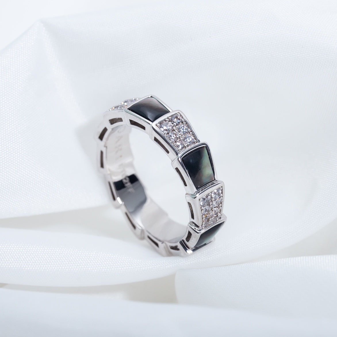 [Clover Jewels]SERPENTI RING SILVER DIAMOND BLACK MOP 4MM