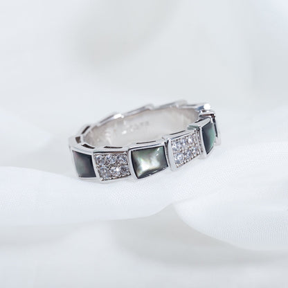 [Clover Jewels]SERPENTI RING SILVER DIAMOND BLACK MOP 4MM