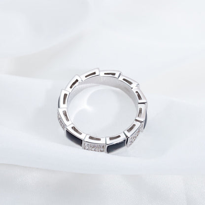 [Clover Jewels]SERPENTI RING SILVER DIAMOND BLACK MOP 4MM