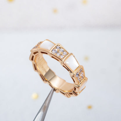 [Clover Jewels]SERPENTI RING PINK GOLD MOP DIAMOND PAVED 4MM