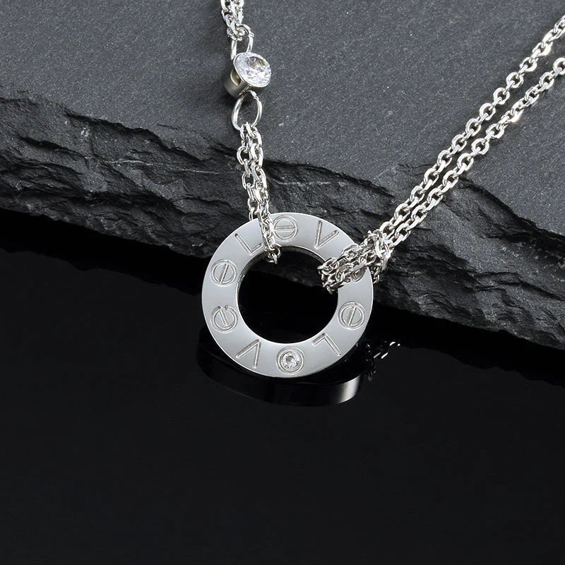 [Clover Jewels]LOVE NECKLACE 16MM 2 DIAMONDS