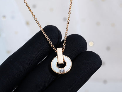 [Clover Jewels]GARI NECKLACE PINK GOLD MOP