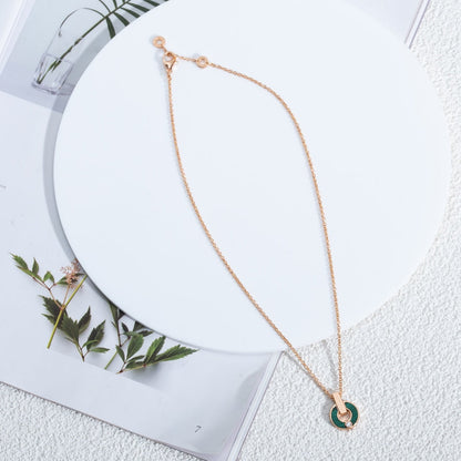 [Clover Jewels]GARI NECKLACE PINK GOLD MALACHITE