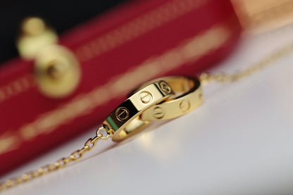 [Clover Jewels]LOVE NECKLACE DOUBLE RING GOLD