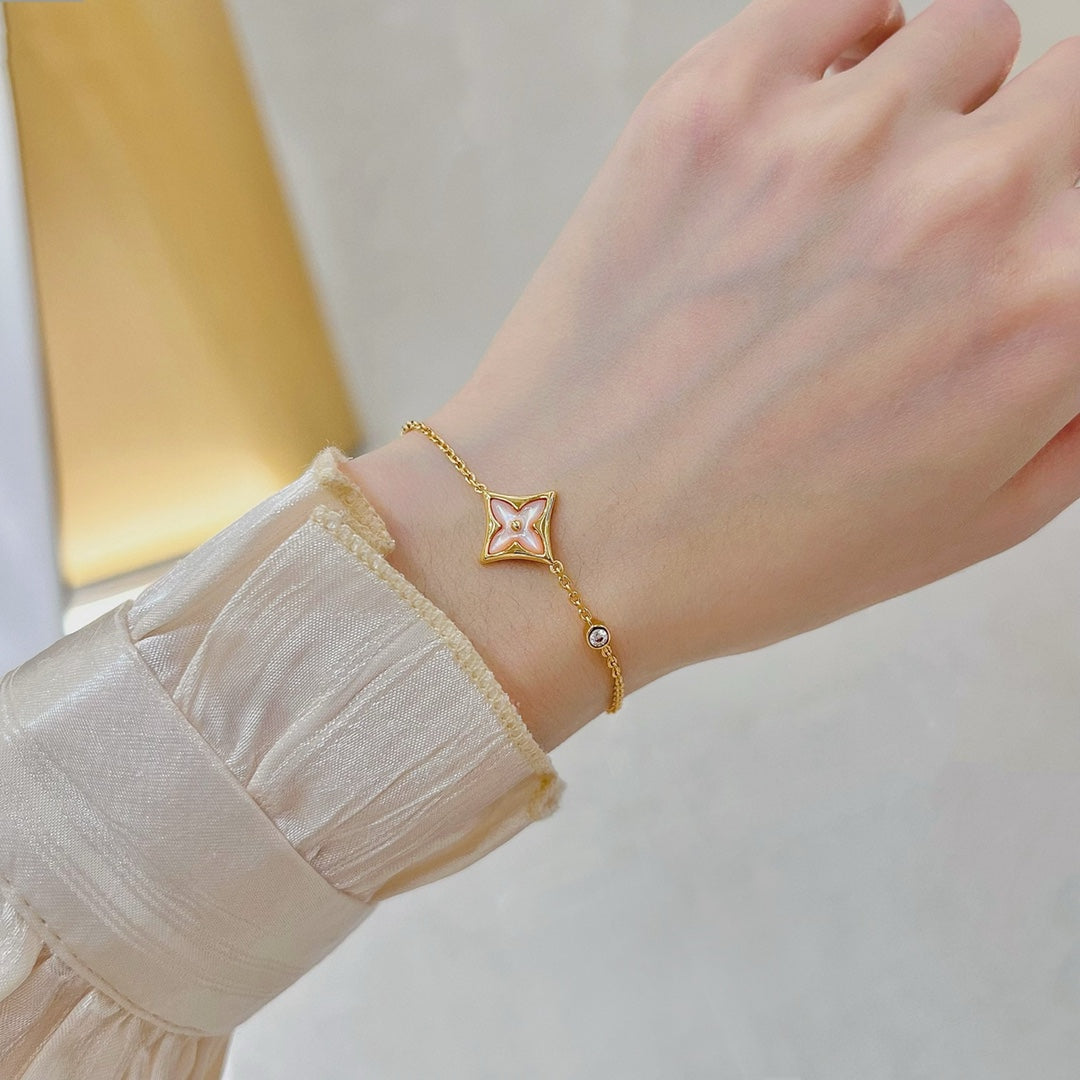 [Clover Jewels]STAR 1 DIAMOND PINK GOLD BRACELET