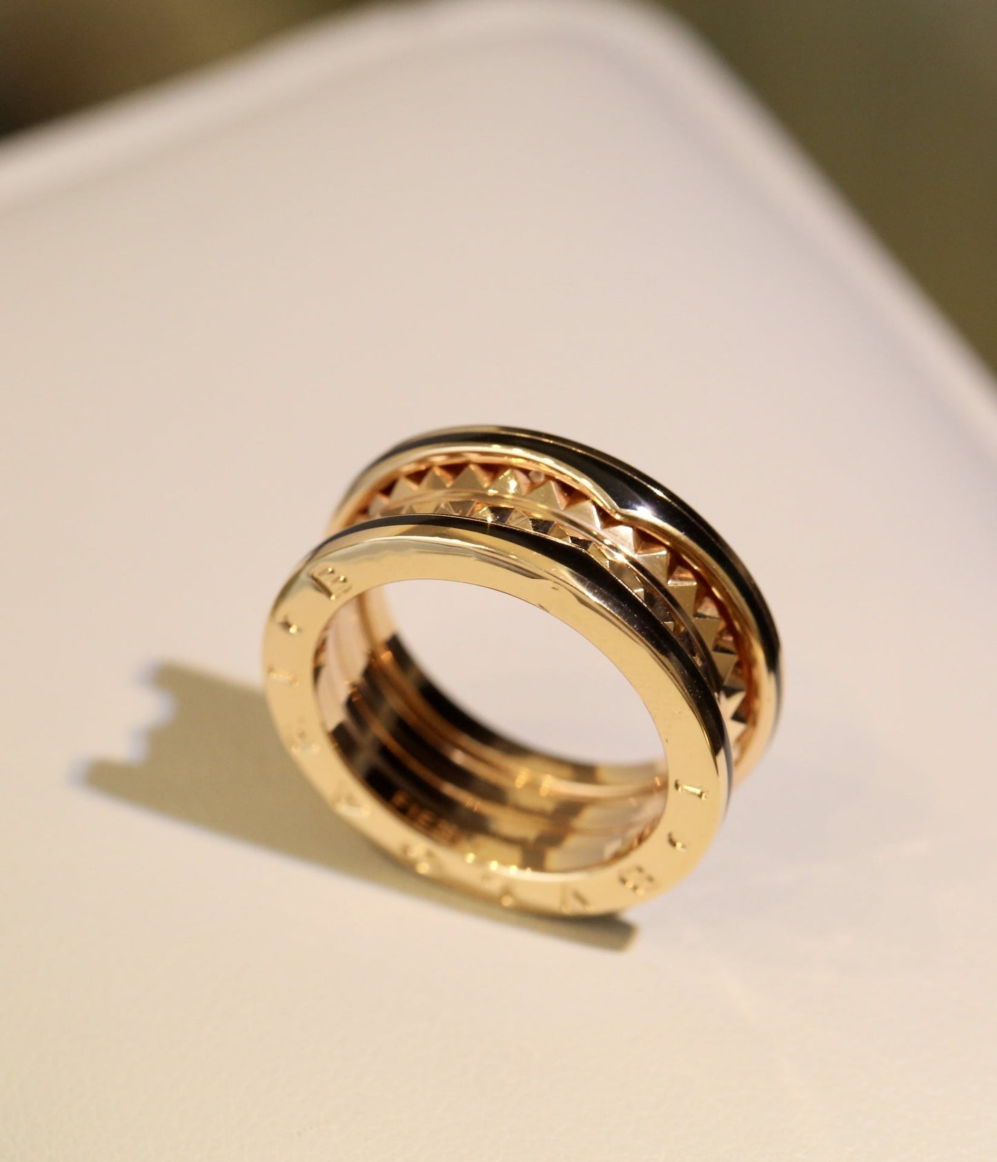 [Clover Jewellry]ZERO 1 PINK GOLD BLACK CERAMIC RING