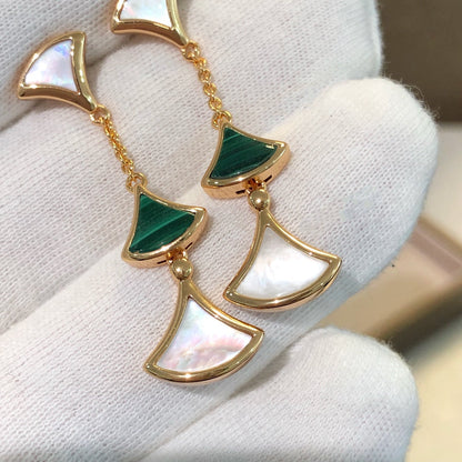 [Clover Jewels]DREAM EARRINGS 3 MOTIFS MALACHITE MOP PINK GOLD