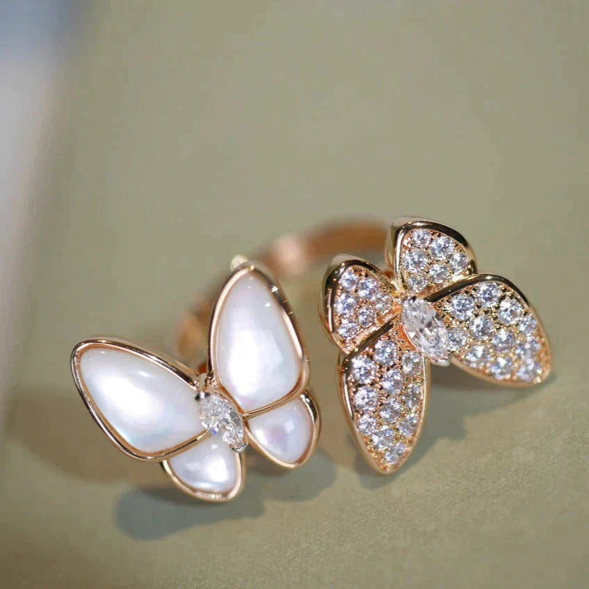 [Clover Jewels]TWIN BUTTERFLY DIAMOND MOP RING