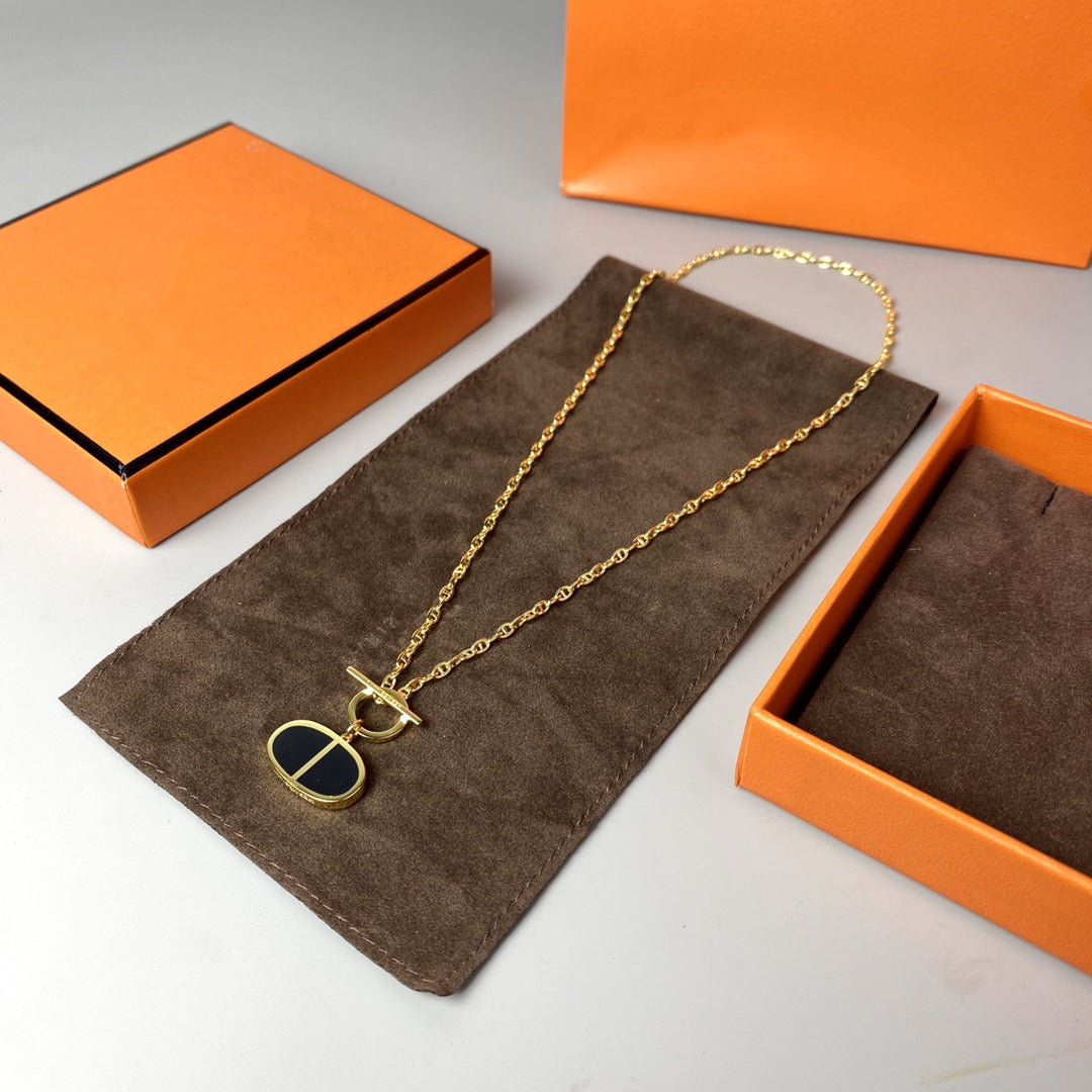 [Clover Jewels]CHAINE VERSO BLACK CERAMIC NECKLACE