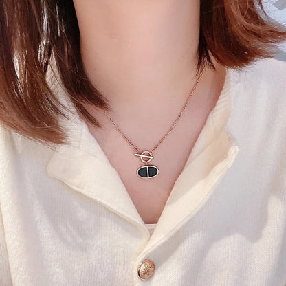 [Clover Jewels]CHAINE VERSO BLACK CERAMIC NECKLACE