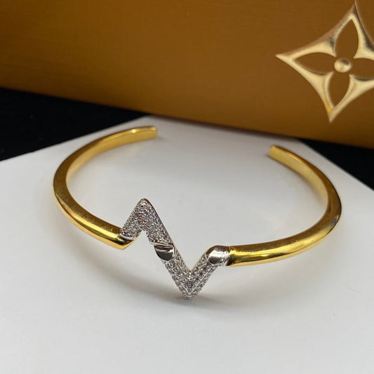 [Clover Jewels]VOLTE UPSITE DOWN DIAMOND GOLD OPEN BRACELET