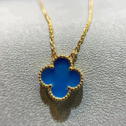 [Clover Jewels]CLOVER 15MM BLUE AGATE NECKLACE