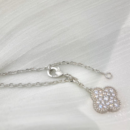 [Clover Jewels]CLOVER 5 MOTIFS SILVER DIAMONDS NECKLACE