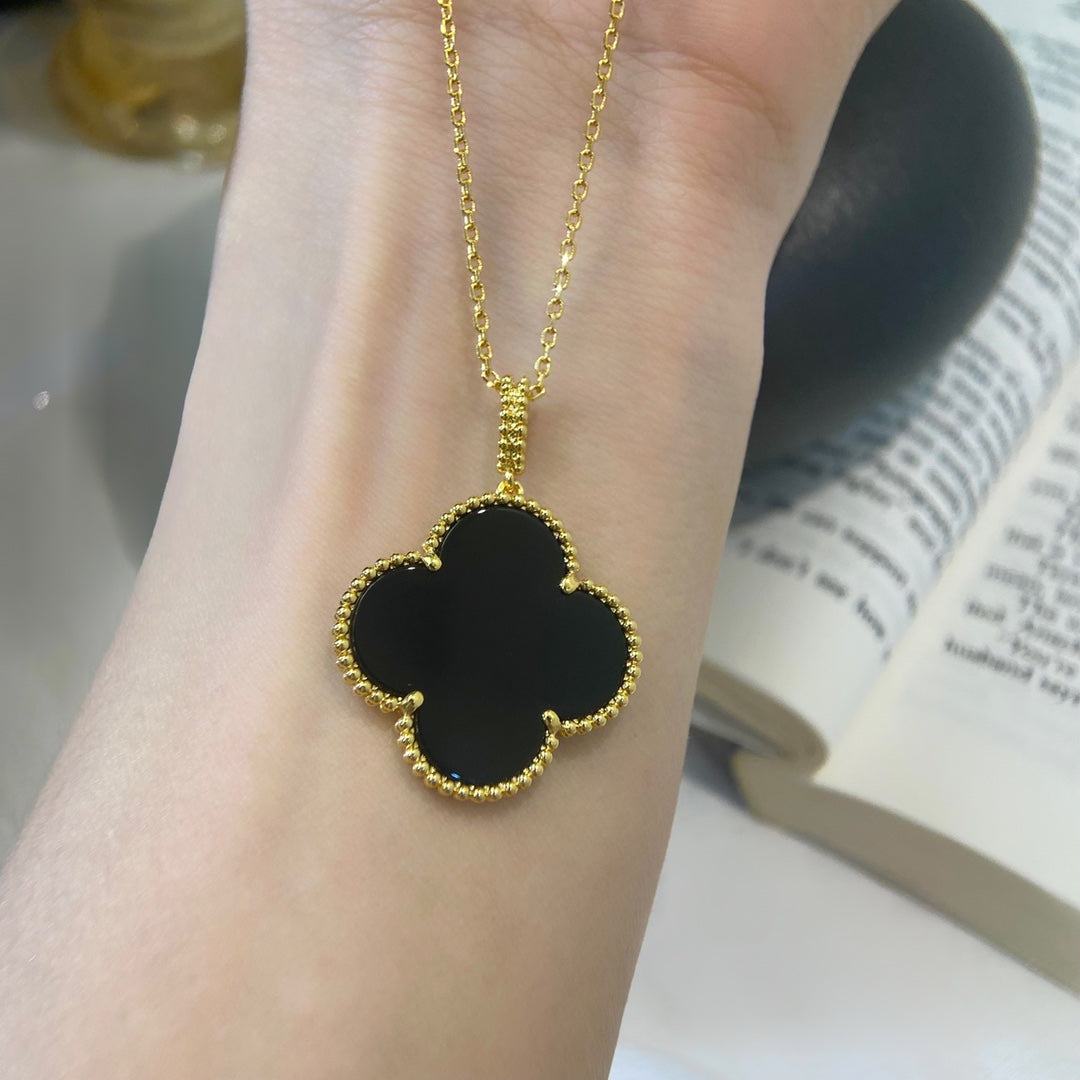 [Clover Jewels]CLOVER 25MM NECKLACE GOLD ONYX