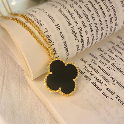 [Clover Jewels]CLOVER 25MM NECKLACE GOLD ONYX