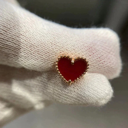 [Clover Jewels]HEART CARNELIAN STUD EARRINGS