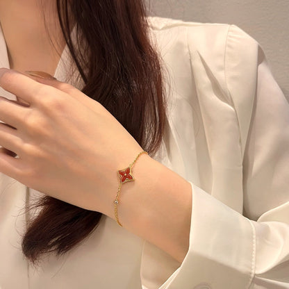 [Clover Jewels]COLOR STAR CARNELIAN PINK GOLD DIAMOND BRACELET