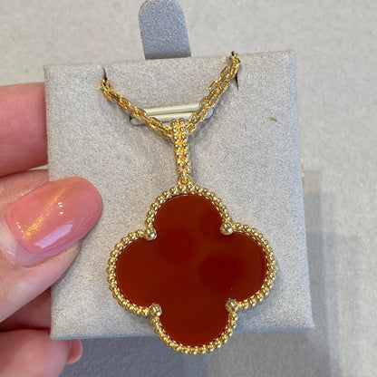 [Clover Jewels]CLOVER 25MM NECKLACE GOLD CARNELIAN