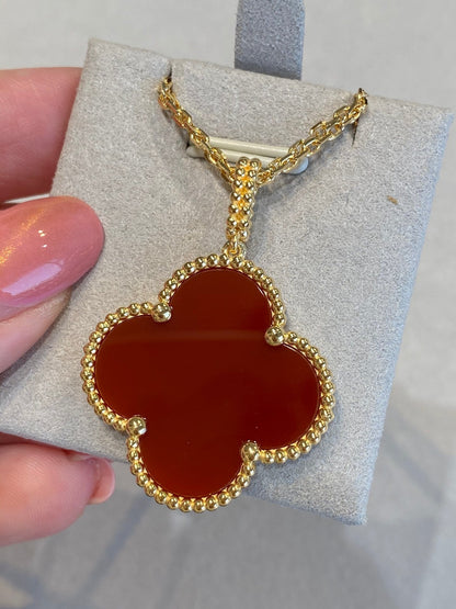 [Clover Jewels]CLOVER 25MM NECKLACE GOLD CARNELIAN