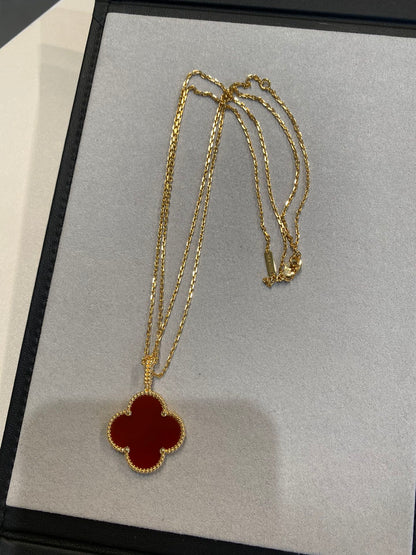 [Clover Jewels]CLOVER 25MM NECKLACE GOLD CARNELIAN