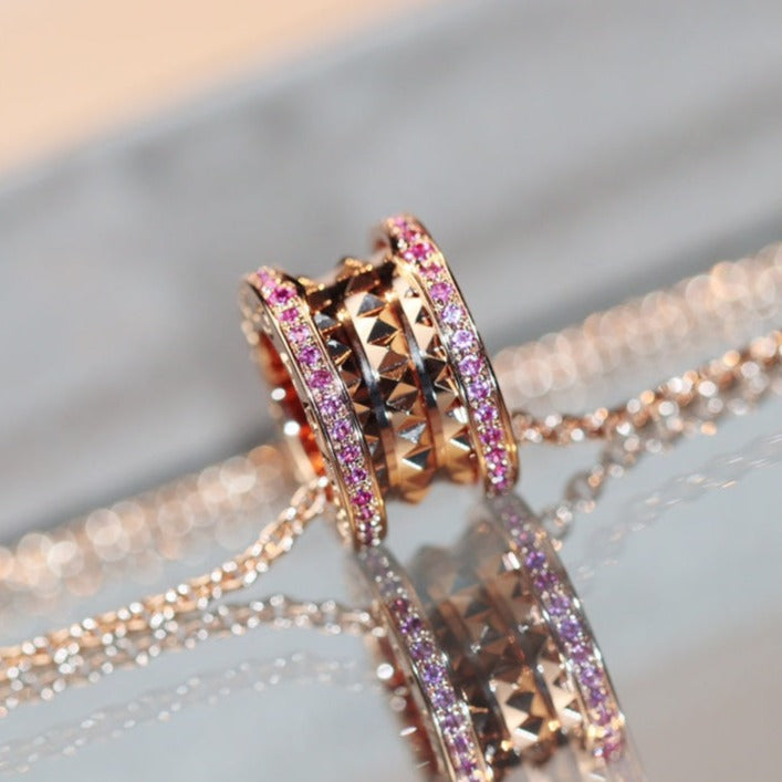 [Clover Jewels]ZERO 1 ROCK PINK GOLD PINK DIAMOND NECKLACE