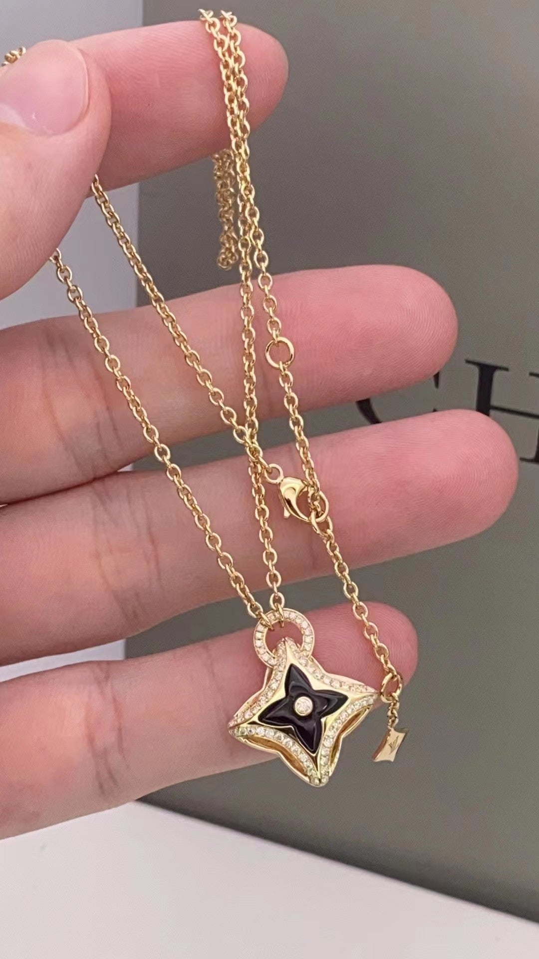 [Clover Jewels]STAR PEDANT PINK GOLD DIAMOND NECKLACE