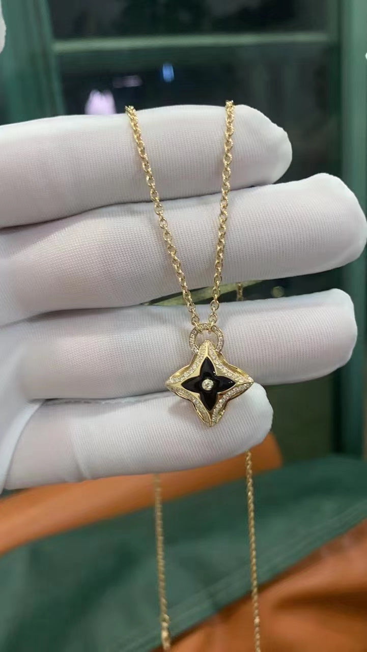 [Clover Jewels]STAR PEDANT PINK GOLD DIAMOND NECKLACE