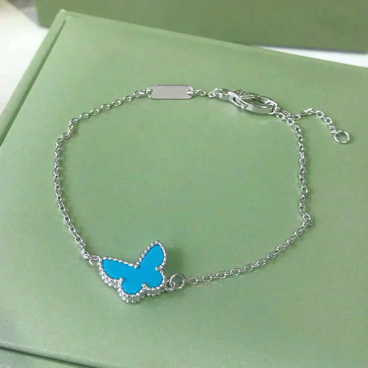 [Clover Jewels]BUTTERFLY TURQUOISE BUTTERFLY BRACELET SILVER