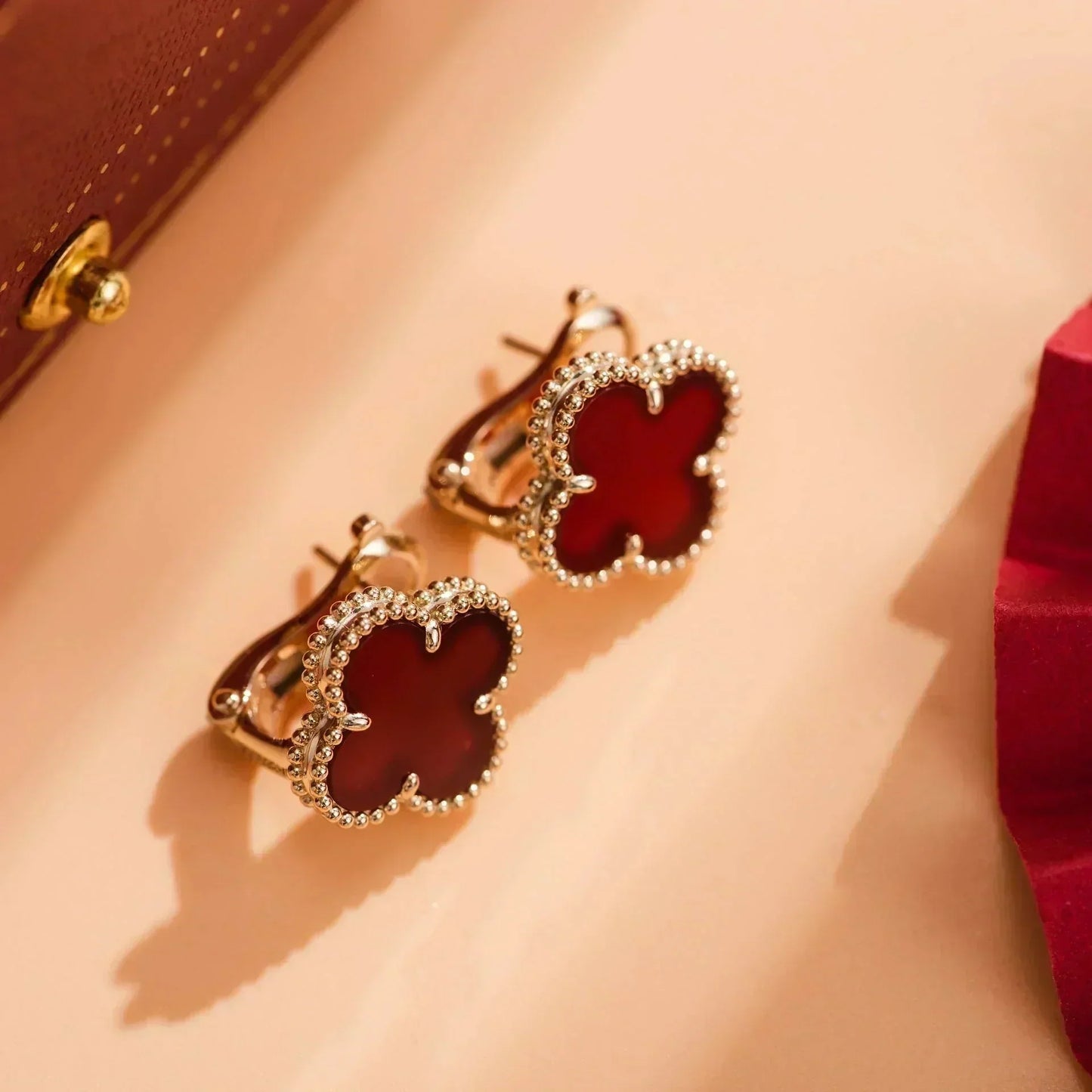 [Clover Jewels]CLOVER MEDIUM 1 MOTIFS CARNELIAN  EARRINGS