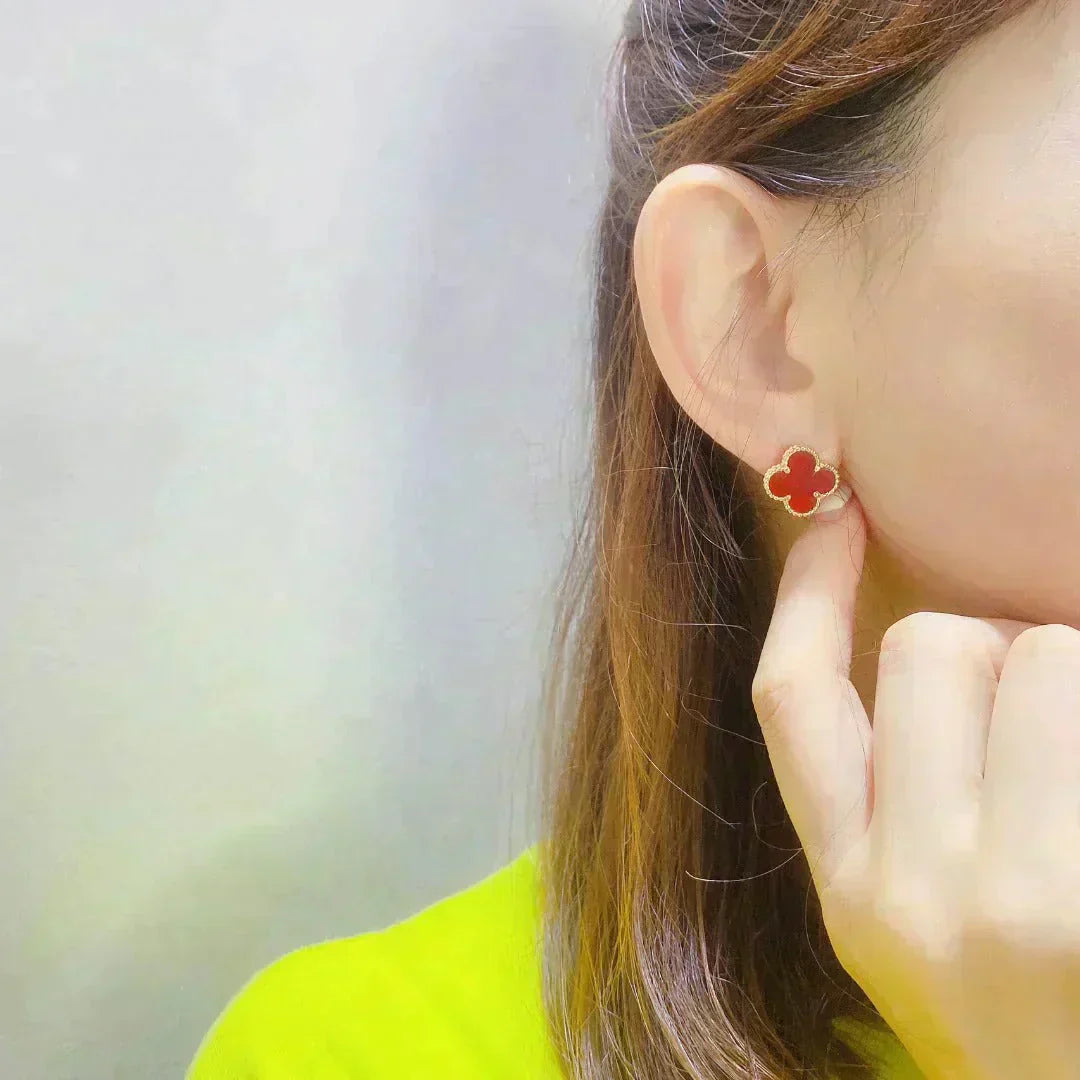 [Clover Jewels]CLOVER MEDIUM 1 MOTIFS CARNELIAN  EARRINGS