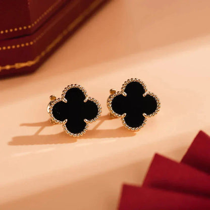 [Clover Jewels]CLOVER MEDIUM 1 MOTIFS  ONYX STUD EARRINGS