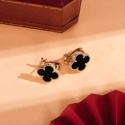 [Clover Jewels]CLOVER MEDIUM 1 MOTIFS  ONYX STUD EARRINGS