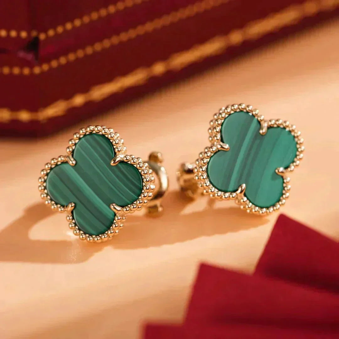 [Clover Jewels]CLOVER MEDIUM 1 MOTIFS MALACHITE  EARRINGS