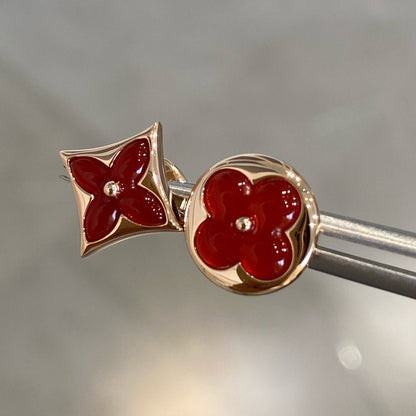 [Clover Jewels]STAR AND SUN PINK GOLD CARNELIAN STUD EARRINGS