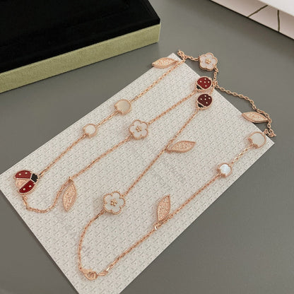 [Clover Jewels]LUCKY SPRING 15 MOTIFS ROSE GOLD NECKLACE