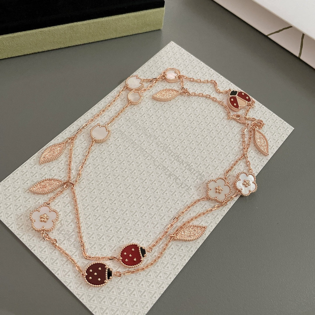 [Clover Jewels]LUCKY SPRING 15 MOTIFS ROSE GOLD NECKLACE