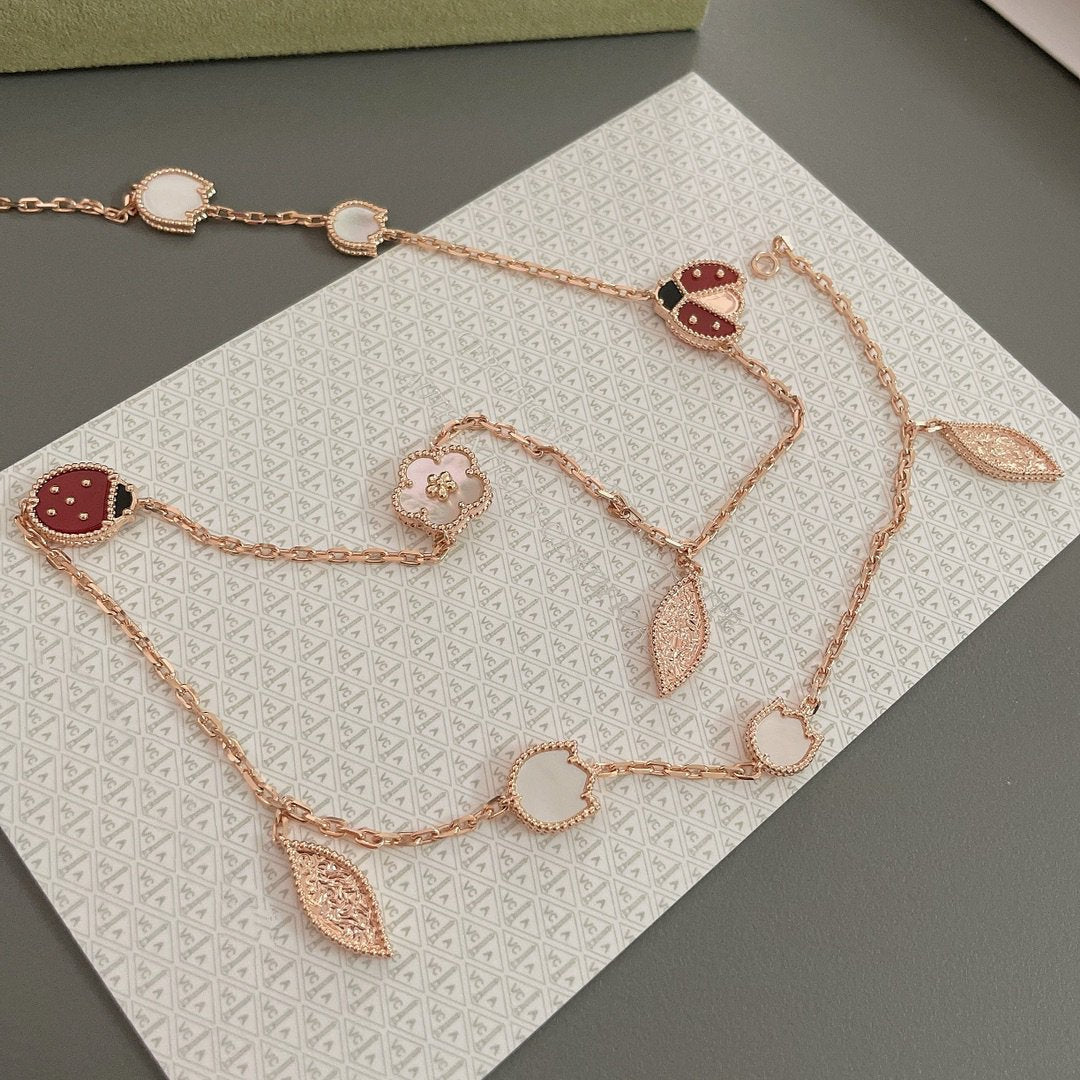 [Clover Jewels]LUCKY SPRING 15 MOTIFS ROSE GOLD NECKLACE