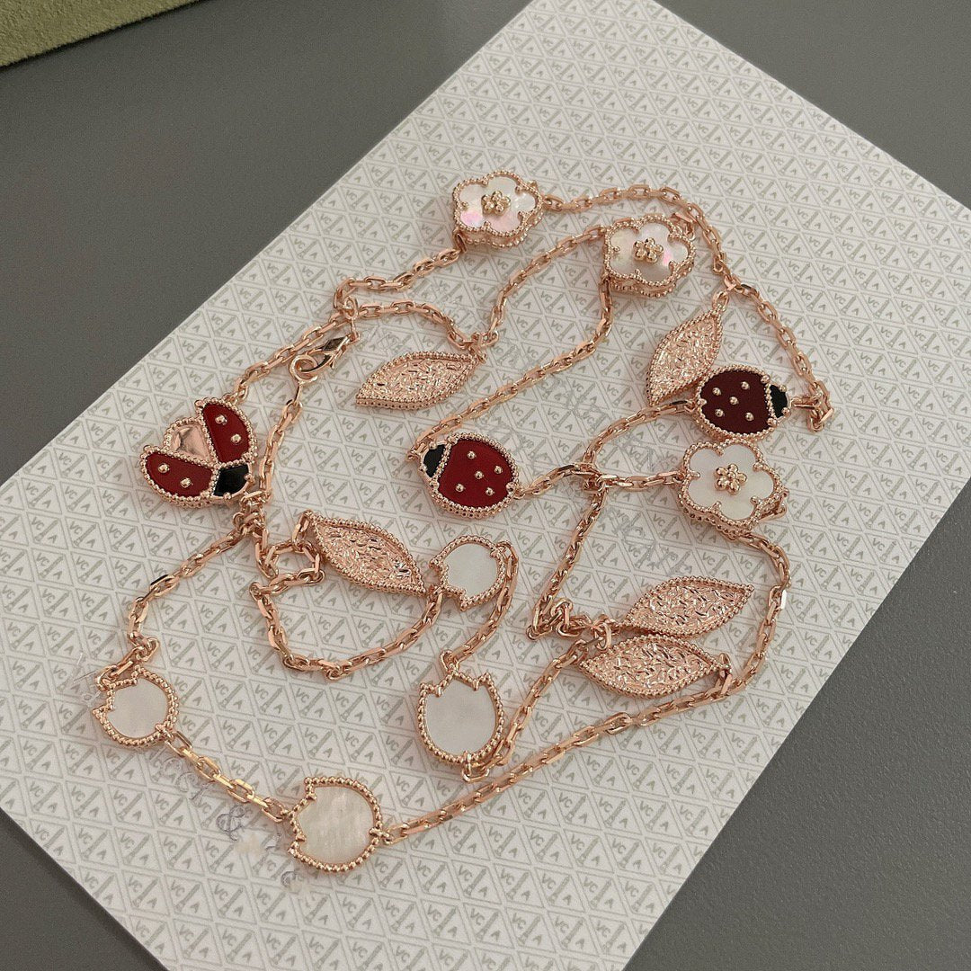 [Clover Jewels]LUCKY SPRING 15 MOTIFS ROSE GOLD NECKLACE