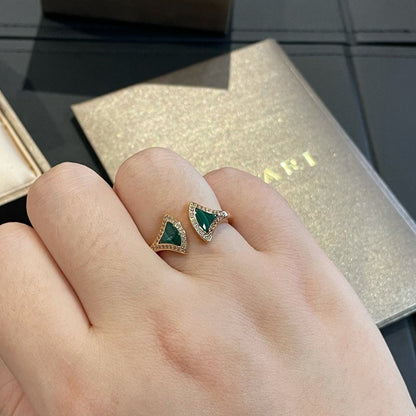 [Clover Jewels]DREAM MALACHITE DIAMOND OPEN RING