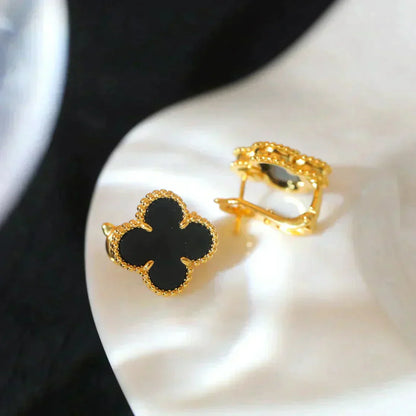 [Clover Jewels]CLOVER MEDIUM 1 MOTIFS  ONYX STUD EARRINGS