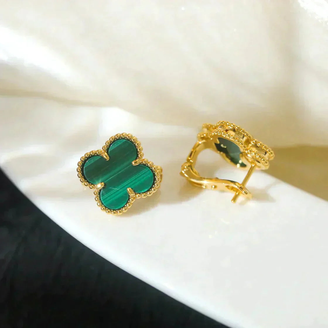 [Clover Jewels]CLOVER MEDIUM 1 MOTIFS MALACHITE  EARRINGS