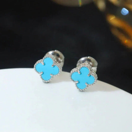 [Clover Jewels]CLOVER MINI 9.5MM ONYX STUD EARRINGS SILVER