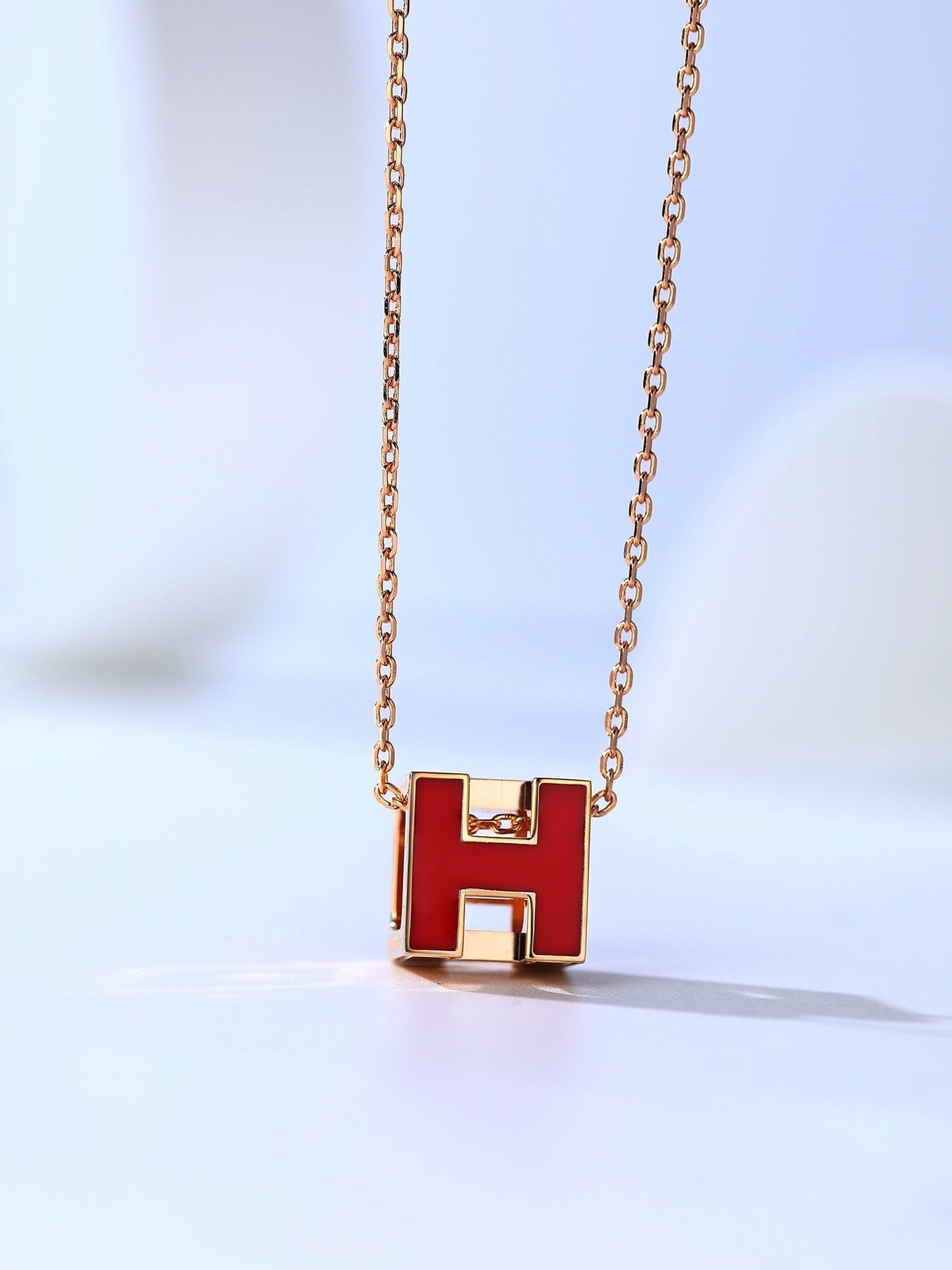 [Clover Jewels]H CAGE PINK GOLD NECKLACE