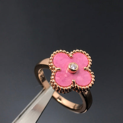 [Clover Jewels]CLOVER RHODONITE ROSE GOLD RING