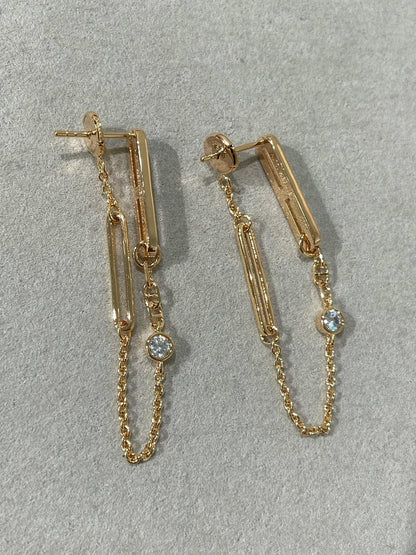 [Clover Jewels]CHAINE CHAOS DIAMOND DROP EARRINGS