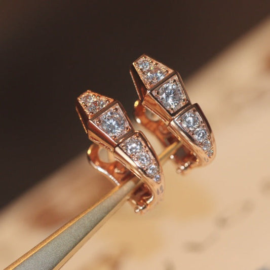 [Clover Jewels]SERPENT PINK GOLD DIAMOND EARRINGS