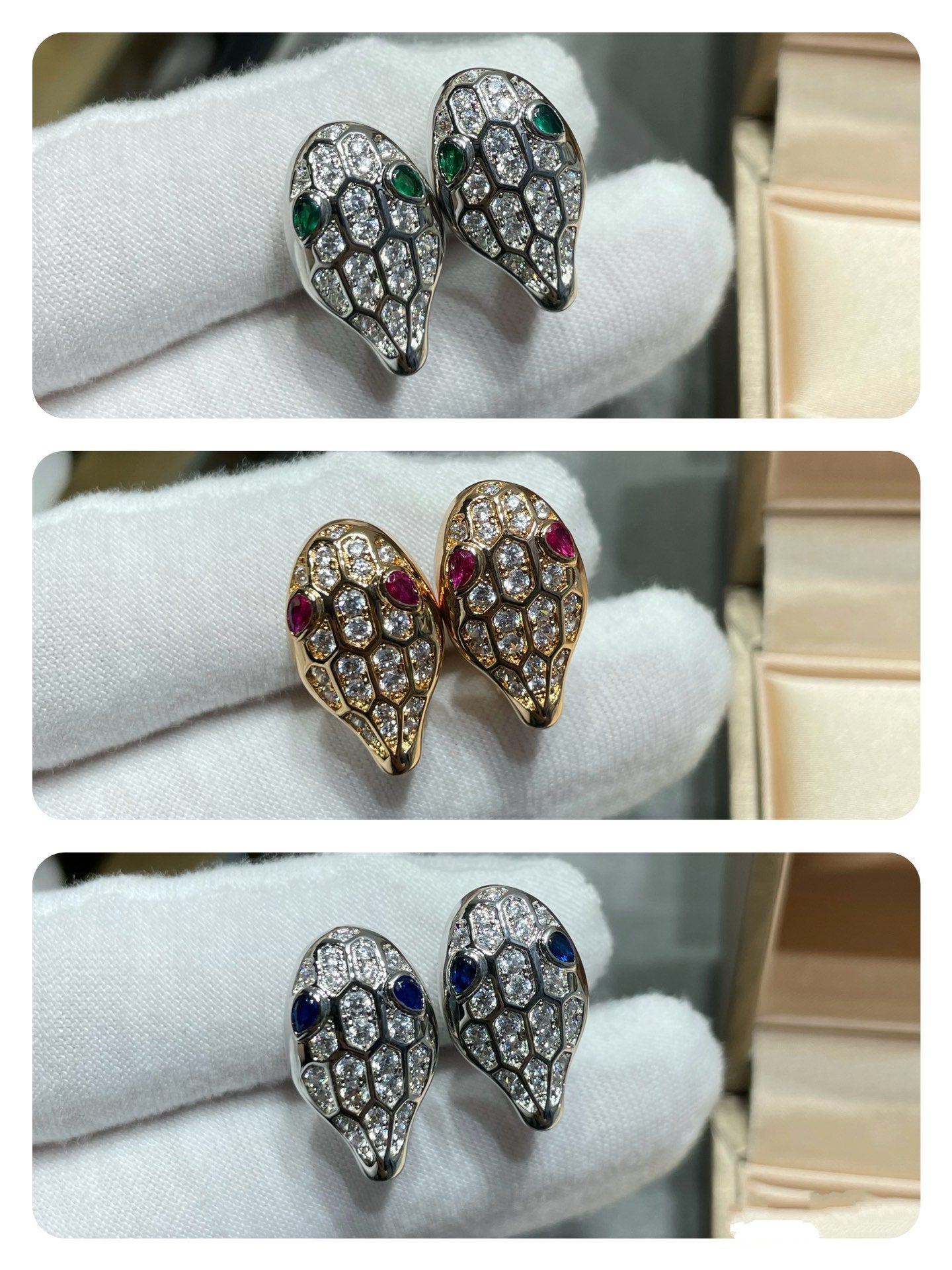 [Clover Jewels]SERPENT DIAMOND STUD EARRINGS